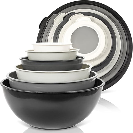 WHYSKO Mixing Bowl Set, 12 Piece Colorful Plastic Mixing Bowls with Lids Set for Food Prep Storage and Serving, Microwave and Dishwasher Safe for Kitchen Baking Cooking by WHYSKO