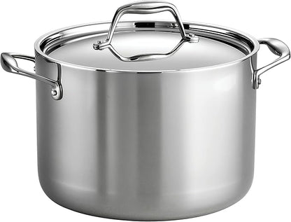 Tramontina Signature Tri-Ply Clad Stainless Steel 8-Quart Stock Pot with Lid, Induction-Ready Pasta Pot, Dishwasher-Safe, NSF-Certified, Made in Brazil by Tramontina
