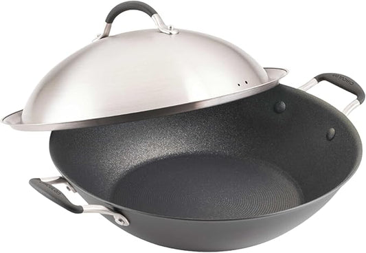 Circulon A1 Series w/ScratchDefense Nonstick Induction Wok with Lid, 14-Inch, Wok Pan with Lid, Graphite by Circulon
