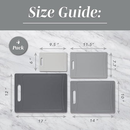 COOK WITH COLOR Non-Slip Cutting Board Set – Kitchen Essentials with Easy Grip Handle for Meat, Veggies, and Fruits, 4 Cutting Boards, Gray-New - Image 5