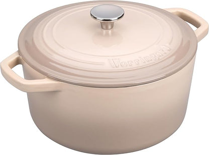 VORRINGARD Enameled Cast Iron Dutch Oven Pot with Lid, for Bread Baking, Round Bread Oven- include Sourdough Bread Baking Supplies Set, 4.5QT, Latte - Image 9