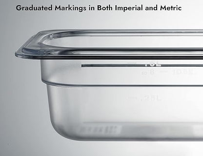 CURTA 6-Pack 1/2 Size 2.5" Deep NSF Polycarbonate Food Pans | Dishwasher & Freezer Safe Clear Container for Prep Tables, Buffet, Salad Bar, Commercial & Home Kitchen