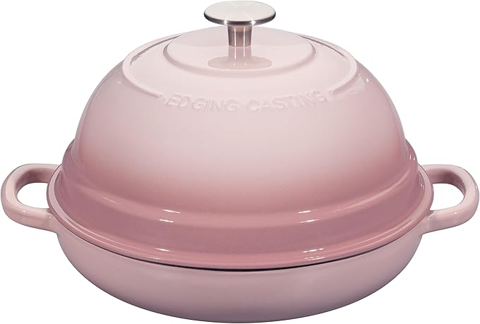 EDGING CASTING Enameled Cast Iron Dutch Oven Pot with Lid, Round Bread Oven for Homemade Sourdough Bread Baking, 6 Quart, Pink by EDGINGCOOKWARE