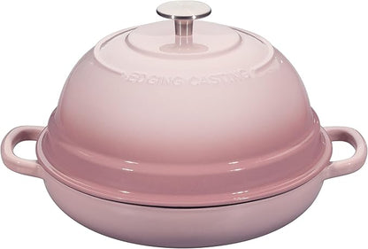 EDGING CASTING Enameled Cast Iron Dutch Oven Pot with Lid, Round Bread Oven for Homemade Sourdough Bread Baking, 6 Quart, Pink by EDGINGCOOKWARE