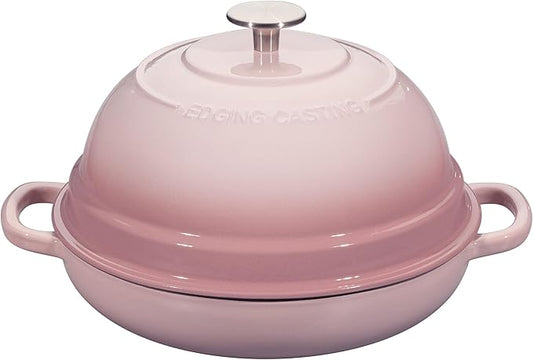 EDGING CASTING Enameled Cast Iron Dutch Oven Pot with Lid, Round Bread Oven for Homemade Sourdough Bread Baking, 6 Quart, Pink by EDGINGCOOKWARE