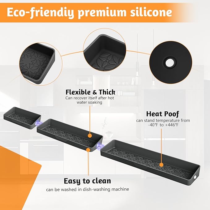 Foeacry Silicone Magnetic Shelf for Stove Top 30"/24"/20" for Kitchen Gadgets, Soft Flexible Strong Magnetic Heat Resistant Spice Rack Kitchen Organizer for Back of Oven - Image 4