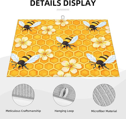 Bee Dish Drying Mat For Kitchen Counter Absorbent Large Kitchen Fast Dry Pad Reusable Washable Protector Rack Large Mat 18 X 24