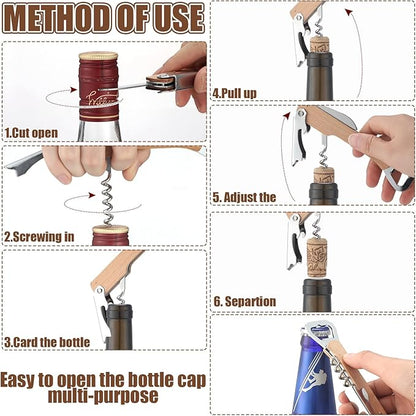 12 Pcs Wood Wine Bottle Opener Bachelor Groomsmen Gift 4 in 1 Corkscrew Wine Opener with Foil Cutter Blank DIY Engraving Gift for Wedding Proposal Party Favors(Khaki) - Image 3