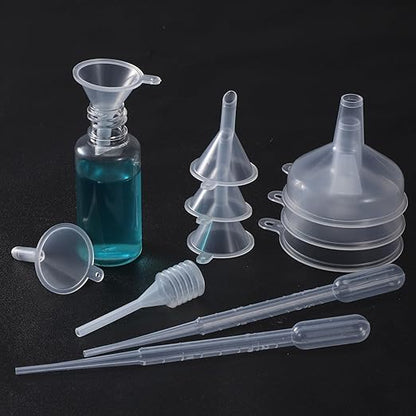 14 PCS Small Funnel for Filling Small Bottles Mini Funnels Clear Plastic Tiny Funnel Kit with Droppers for Kitchen Bottles Lab Essential Oils Perfume
