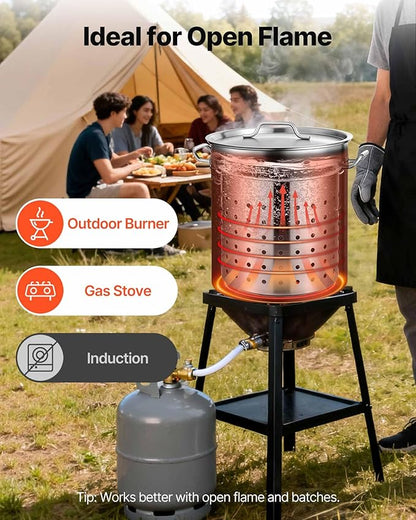 VEVOR Stainless Steel Stockpot, 42 Quart Large Cooking Pots, Cookware Sauce Pot with Strainer, Lid, and Handle, Heavy Duty Commercial Grade Stock Pot, Sanding Treatment, for Large Groups Events Silver - Image 3