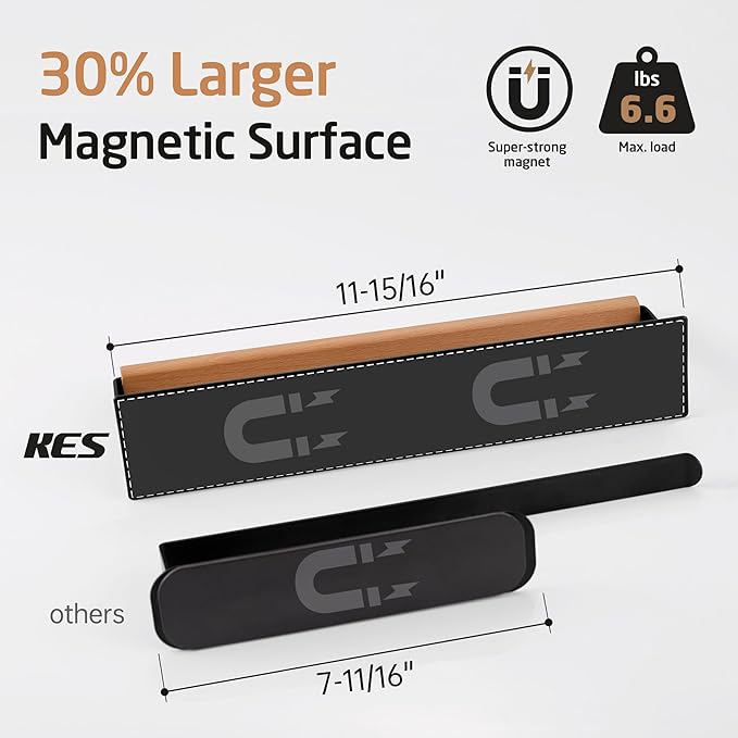 KES Magnetic Paper Towel Holder, Black Paper Towel Holder for Refrigerator, Wood & Metal Paper Towel Roll Holder for Grill, KPH502MA-BK