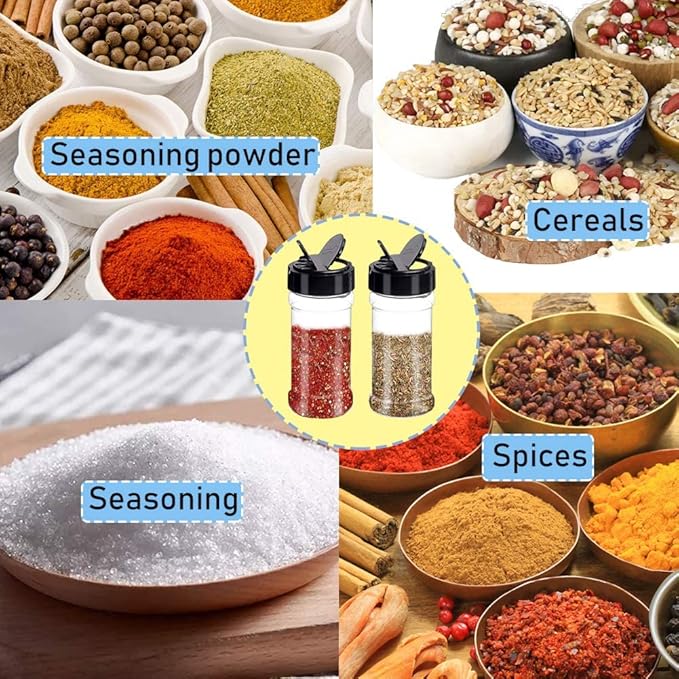 16 PCS 3.5oz Plastic Seasoning Containers with Black Screw Lids to Pour or Shake,Portable Empty Clear Spice Jars,Storage Seasoning Containers for Spice,Powders,Peppers - Image 5