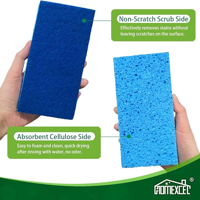 HOMEXCEL Extra Large Dish Sponge for Cleaning, Safe on Non-Stick Cookware, XL Non-Scratch Sponges Kitchen 6 Count, Dual Sided Scrub Sponges for Kitchen, Household, Bathroom and More - Image 4