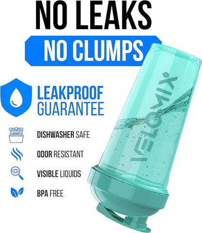 VELOMIX -2 Pack- 28 oz Protein Shaker Bottles for Protein Mixes - 2x Wire Whisk | Leak Proof Shaker Cups for Protein Shakes and Pre Workout | Protein Shaker Bottle Pack (B4) Black/Turquoise