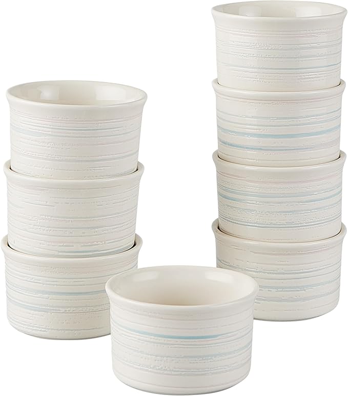 Pyrex 8-Piece, 6oz Ceramic Ramekin Bakeware Set, Nonstick Souffle Oven Pans, Bakers, For Baking, Roasting, Steaming by Pyrex