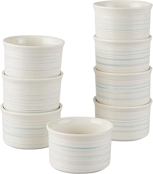 Pyrex 8-Piece, 6oz Ceramic Ramekin Bakeware Set, Nonstick Souffle Oven Pans, Bakers, For Baking, Roasting, Steaming by Pyrex