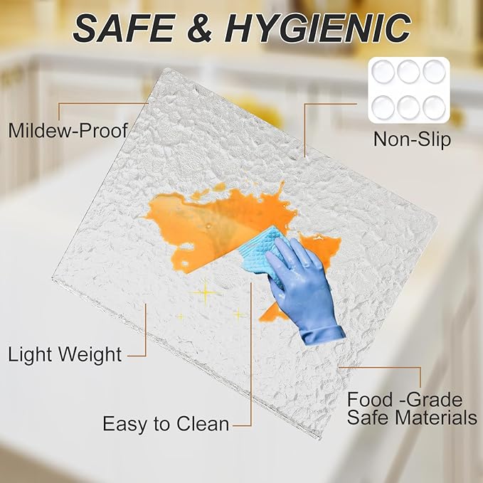 JJL Acrylic Cutting Board with Counter Lip, Anti-Slip, 16 x 12.5 Inches, Texture, Perfect for Cutting Bread, Meat, and Vegetables, Ideal Choice for Kitchen Countertop Décor