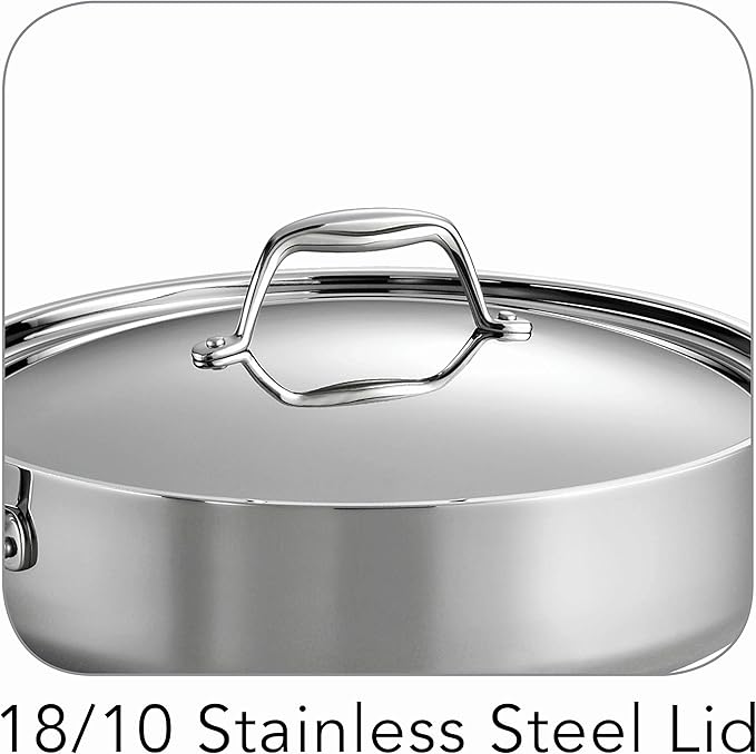 Tramontina Signature Tri-Ply Clad Stainless Steel 6-Quart Saute Pan with Lid, Induction-Ready Cooking Pan, Dishwasher-Safe, NSF-Certified, Made in Brazil - Image 4