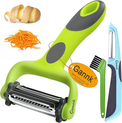 GANNK Potato Apple Vegetable Peelers for Kitchen, I and Y Peelers for Fruit Veggie Potatoes Carrot Cucumber, 3 in 1 Blade Spin Design With Julienne Function by Gannk