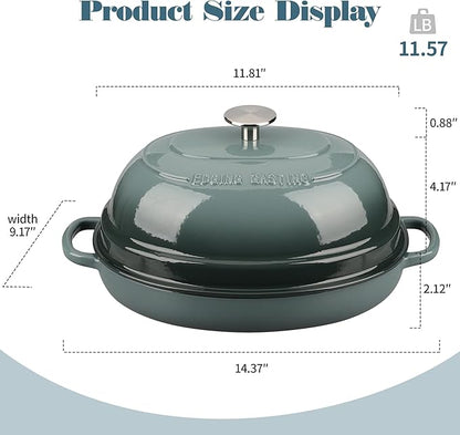 EDGING CASTING Enameled Oval Cast Iron Dutch Oven Pot with Lid, Bread Dutch Oven for Sourdough Bread Baking, Dutch Oven Bread, Bread Oven, 6QT, Slateblue - Image 2