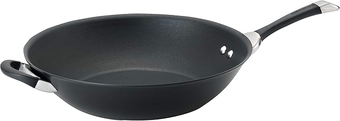 Circulon Symmetry Hard Anodized Nonstick Stir Fry / Wok Pan with Helper Handle - 14 Inch, Black by Circulon