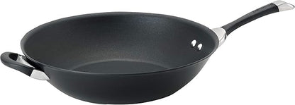 Circulon Symmetry Hard Anodized Nonstick Stir Fry / Wok Pan with Helper Handle - 14 Inch, Black by Circulon