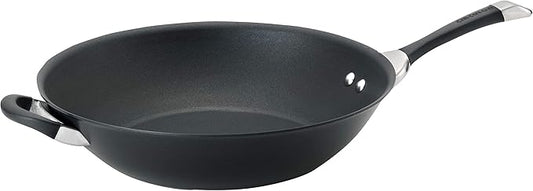 Circulon Symmetry Hard Anodized Nonstick Stir Fry / Wok Pan with Helper Handle - 14 Inch, Black by Circulon