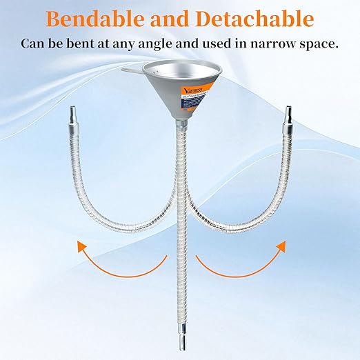 3Pcs 14.84" & 27.56" Steel Bendable Spout Funnel with Filter & Long/Short Hoses for All Automotive Oils, Flexible Long Funnels for Automotive Use for Transmission Fluid, Diesel Fuel, and Other Liquids - Image 4