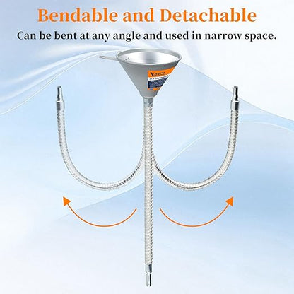 3Pcs 14.84" & 27.56" Steel Bendable Spout Funnel with Filter & Long/Short Hoses for All Automotive Oils, Flexible Long Funnels for Automotive Use for Transmission Fluid, Diesel Fuel, and Other Liquids - Image 4