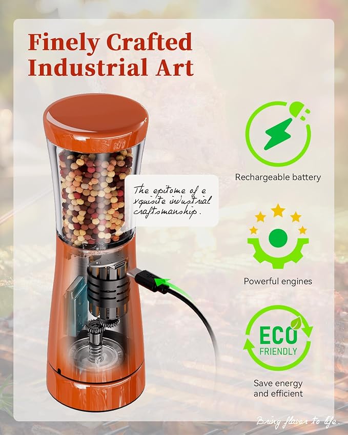 Electric Salt and Pepper Grinder Set with Storage Base, Stainless Steel Rechargeable Salt and Pepper Grinder Set with 4.5 oz Large Capacity, 1.8" Wide Mouth, Adjustable Coarseness, Ideal for Kitchen - Image 4
