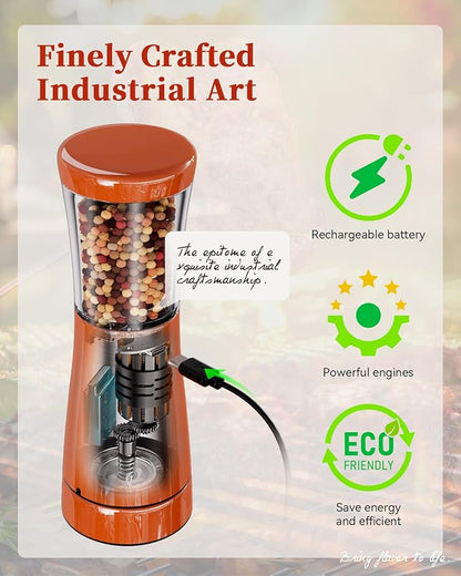 Electric Salt and Pepper Grinder Set with Storage Base, Stainless Steel Rechargeable Salt and Pepper Grinder Set with 4.5 oz Large Capacity, 1.8" Wide Mouth, Adjustable Coarseness, Ideal for Kitchen - Image 4