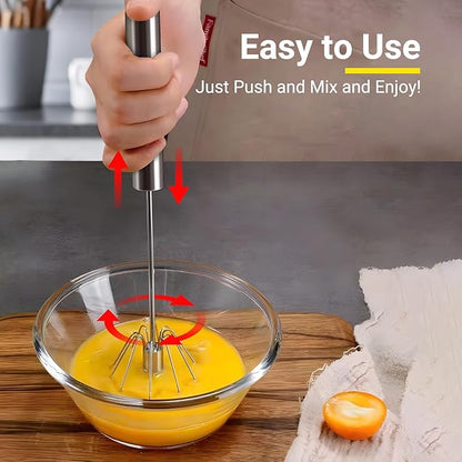 Egg Whisk, Upgraded Stainless Steel Semi Automatic Whisk,Hand Wisk Egg Beater Easy to Use for Making Cream, Blending, Whisking, Beating & Stirring (12 Inch) - Image 5