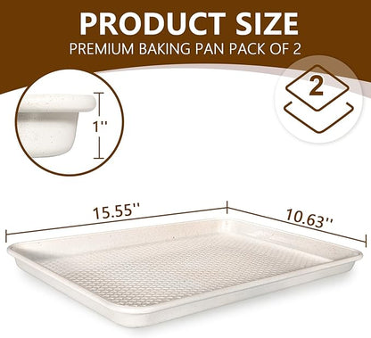 Wildone Baking Sheet Pan Set, Honeycomb Embossed Nonstick Baking Sheet 15x10 In, Thicker Carbon Steel Cookie Sheet, Even Heating Jelly Roll Pan, White, 2 Pack - Image 2