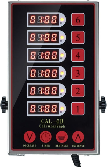 Precision Kitchen Timers for Cooking – 6 Channel Commercial Kitchen Timer Restaurant Kitchen Supplies – Stainless Steel Digital LED Chef Cooking Timer – Reminder Function, Loud Alarm, Black by YOOYIST