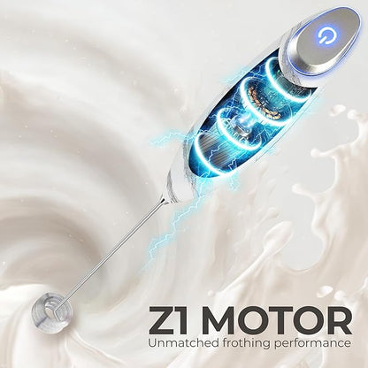 Zulay Kitchen Patented Tornado Triple Whisk Milk Frother with 4 Duracell Batteries – Handheld Foam Maker for Coffee, Lattes, Matcha & Hot Chocolate – Rich, Creamy Froth in Seconds - Marble - Image 7