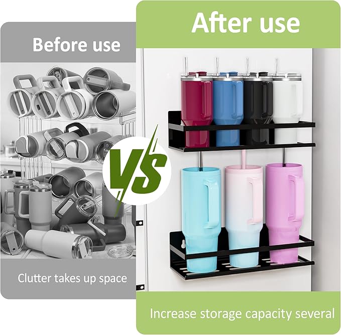 SMRCAD 4 Pack Magnetic Water Bottle Holder for Refrigerator,Stanley Cups Storage Holder Tumbler Organizer Fits 20/30/40 oz for Any Metal Surface No Drilling Needed - Image 3