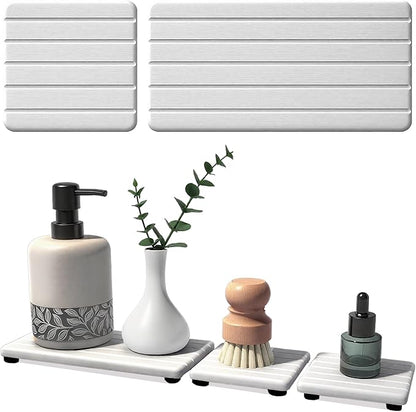 3PCS Stone Drying Tray, Stones Soap Trays, Water Absorbing Stone Tray for Sink, Fast Dry Diatomite Stones Mat, Used for Hand Soaps,Sponge,Toothbrush Holder in Bathroom Counter and Kitchen Sinks by Unknown