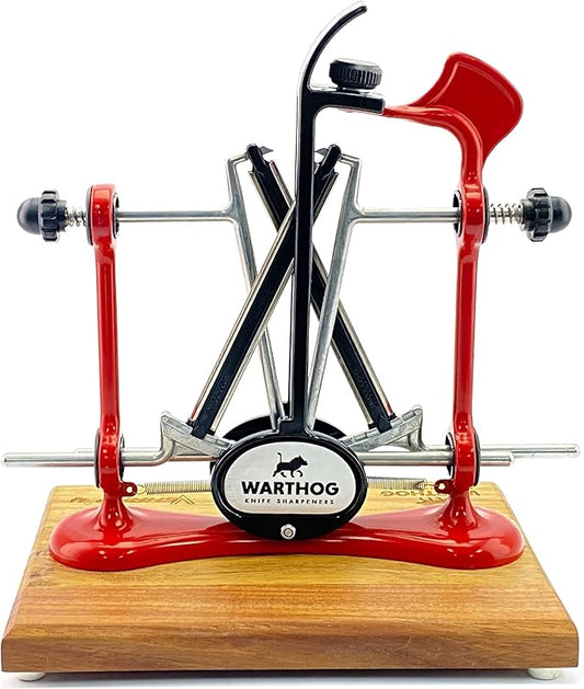 Warthog V-Sharp Elite Knife Sharpeners with Deluxe Wooden Base, Diamond Rods, Adjustable Angles, Metal Frame Construction by WarthogSharpeners