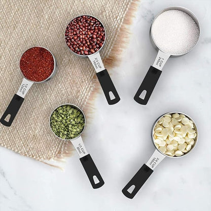 Measuring Cups & Spoons Set of 18 - Wildone Stainless Steel Nesting Measuring Cups 8 Piece and 9 Measuring Spoons, 1 Leveler, Ideal for Dry and Liquid Ingredients (Black) - Image 6