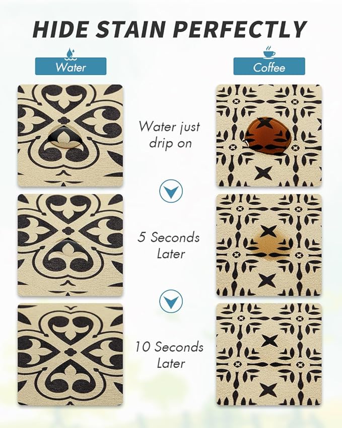 AMOAMI Coffee Mat Hide Stain Rubber Backed Absorbent Dish Drying Mat for Kitchen Counter - Fits Under Coffee Maker or Machine - Khaki 17x31.5 - Image 2