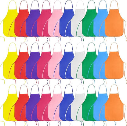 KUUQA 16/24/30/36/40Pcs Kids Apron Painting Aprons for Kids, Kids Paint Apron Art Smock for Classroom Painting Party Supplies