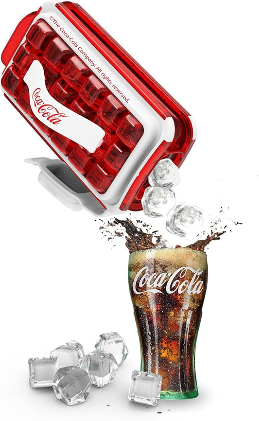 ICEBREAKER Nordic POP Ice Cube Tray With Lid and Coca-Cola® Design - NO SPILL Ice Cube Trays For Freezer - NO TOUCH Trays For Freezer With Lid - Make And Serve 18 Ice Cube Without Touching the Ice by ICEBREAKER