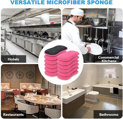 HOMEXCEL 12 Pack Multi-Purpose Scrub Sponges Kitchen Dish Sponge Non-Scratch Microfiber Sponge for Efficiently Cleaning Dishes Pots Pans Pink - Image 7