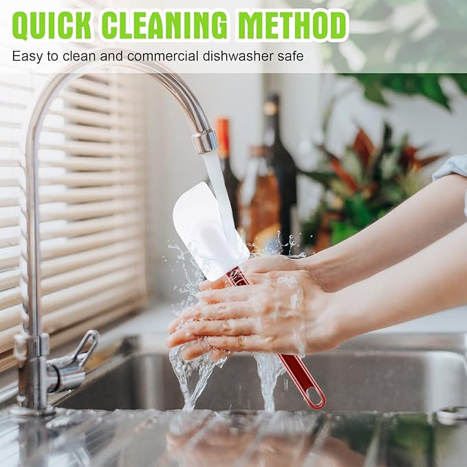 Meekoo 5 Pcs 10 Inch Rubber Spatula, 500℉ High Heat Resistant Spatulas Commercial Food Bpa Free Grade Non Stick Silicone Spatula for Baking Kitchen Cooking Dishwasher Safe - Image 5