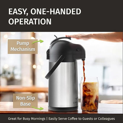 Thermal Coffee Carafe 74Oz, Keeps Drinks Hot for 12Hrs & Cold for 36Hrs, Insulated Stainless Steel Coffee Carafe for Hot Drinks, Easy One-Handed Dispensing for Office, Home, Party, Durable Tea Flask - Image 7