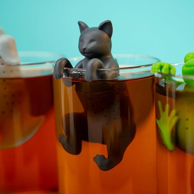 Genuine Fred, PURRTEA, Black Cat Reusable Silicone Tea Infuser, Black, Fun Gift for Tea Lovers, Clever Kitchen Gadget