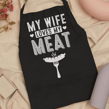 SANDJEST Funny Mens Aprons with Pockets for BBQ Grilling Cooking Grandpa Husband Apron for Birthday Christmas Father's Day