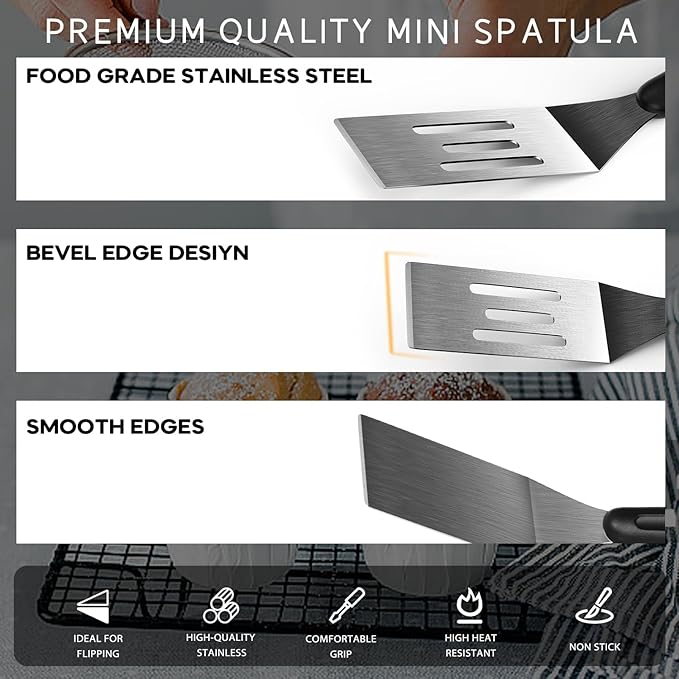 Small Spatula 2 Pieces, Metal Spatulas for Kitchen Use, Stainless Steel Mini Serving Spatula for Flipping and Cooking, Ideal for Brownies, Tiramisu, Cookie, Lasagna or Pancakes, etc