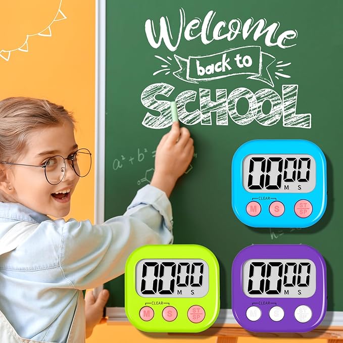ZILLEEN 6 Pack Kitchen Timers for Cooking Digital Classroom Timers for Kids Teachers Blue Green Purple - Image 6