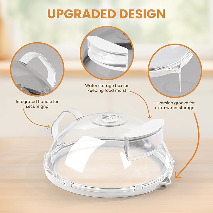 Gracenal Microwave Food Cover, 10 Inch Microwave Splatter Cover with Water Steamer and Integrated Handle, Clear Splatter Guard Microwave Cover for Food, White Cookware Lid Gifts for Mom - Image 4